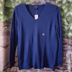 Royal Blue V Neck Ribbed Sweater